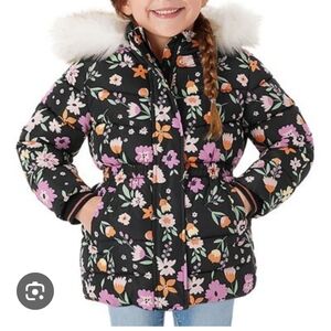 Toddler Girls Puffer Floral Jacket  Size 3 T New